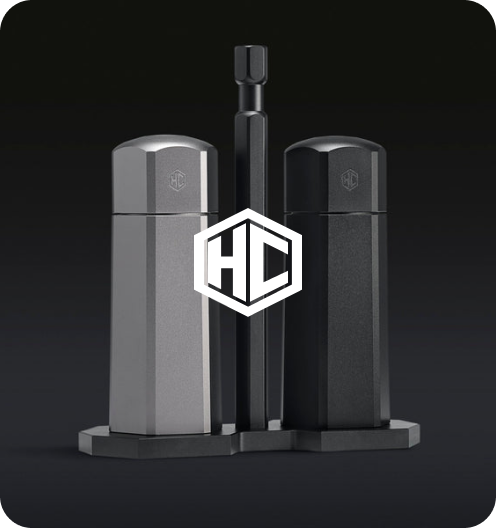 HexClad salt and pepper mills with the HexClad logo